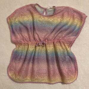 Primark Girls Rainbow Ombre Crochet Knit Swimsuit Cover-Up Dress, Size 5-6 Years
